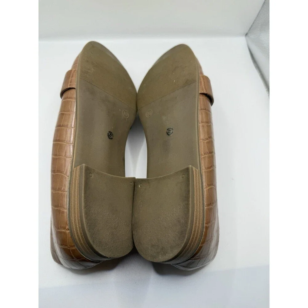 EUC Liz Claiborne Brown Croc Print Loafers w/ Gold Accents Women's Size 10M